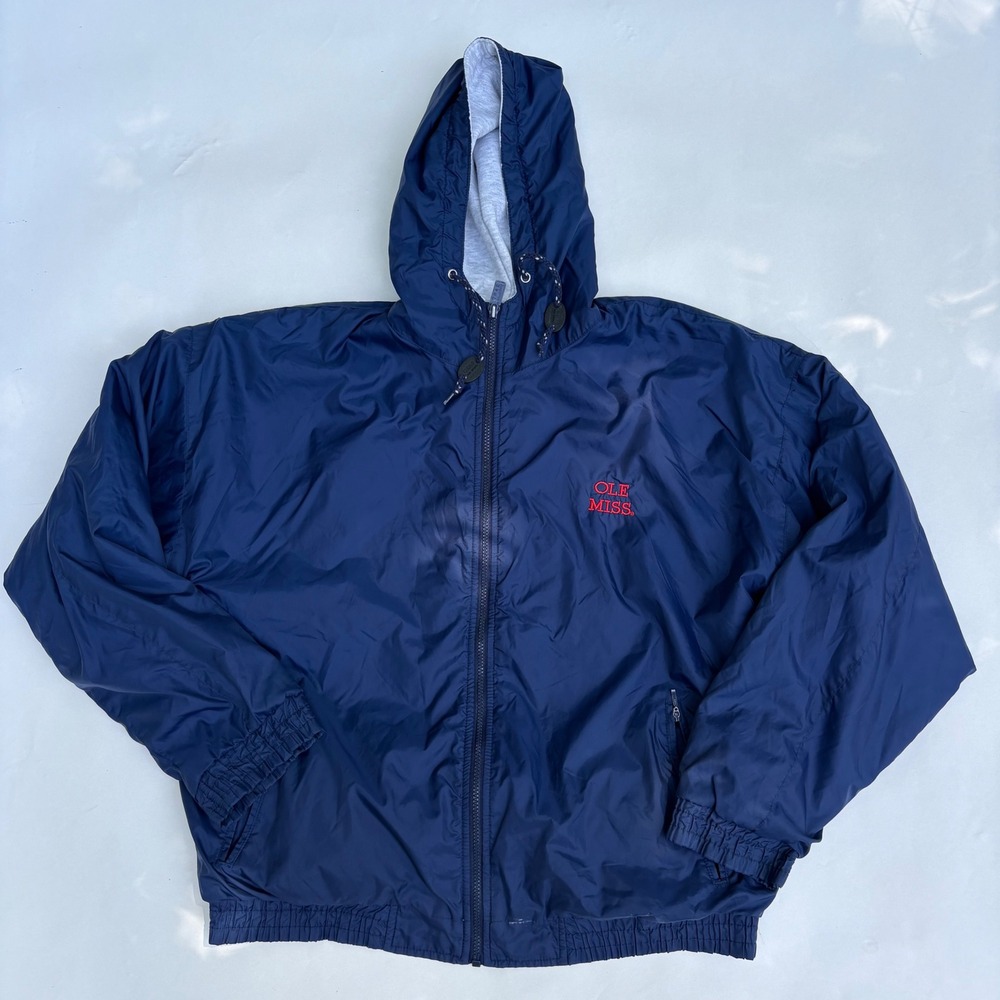 Gear For Sports Ole Miss Rebels Windbreaker Jacket Navy Blue Hooded Mens Large